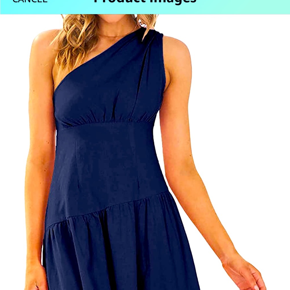 NWT one shoulder navy ruffle midi dress